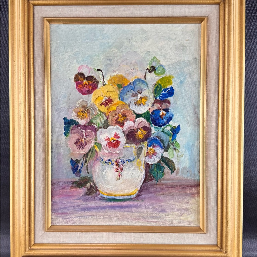 Original Floral Oil Painting Framed 17x13 Artist Unknown